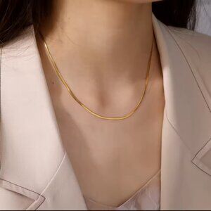 Snake chain necklace stainless steel gold, silver